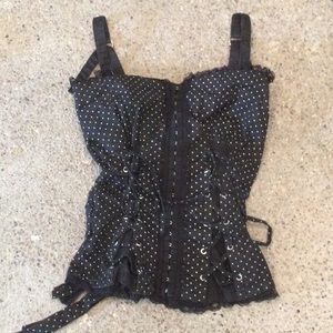 Tripp Black & White Polka Dot Corset XS